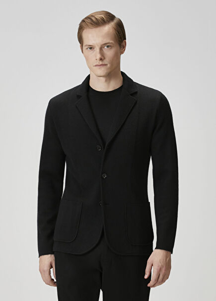 Black Wool Knit Jacket