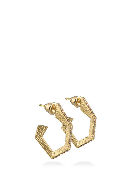 Polygonos Pentagonal Medium Women's Gold Earrings