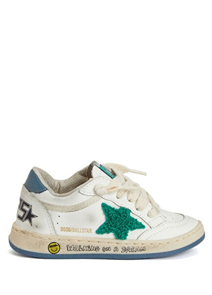 Ball Star Green Kids Leather Sneakers