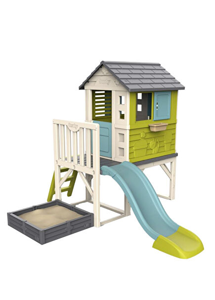 Hill Playhouse with Garden and Sandpit with Slides