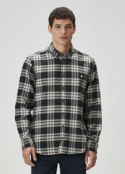 Navy Blue Plaid Shirt