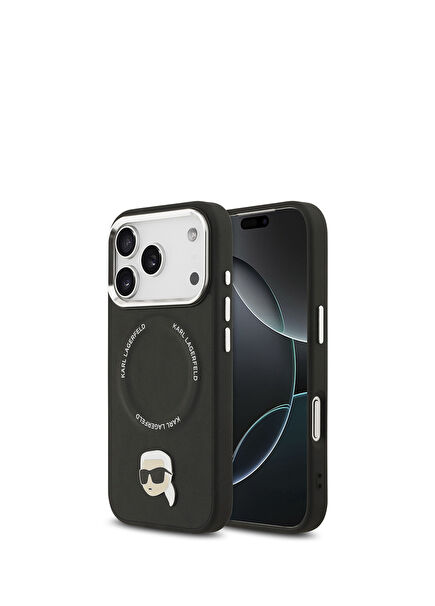 iPhone 17 Pro Max Magsafe Uyumlu Metal Detaylı Deri Telefon Kılıfı