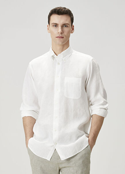 Beyaz Keten Gömlek