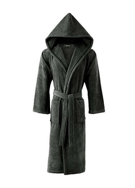 Stripe Man Haki Pamuklu Erkek Bornoz