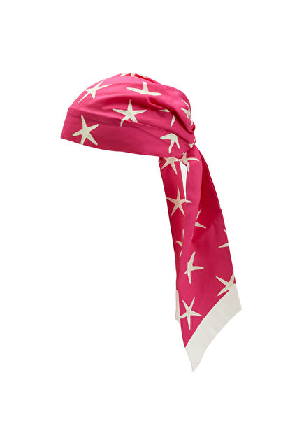 Fuchsia Star Patterned Silk Hair Accessory