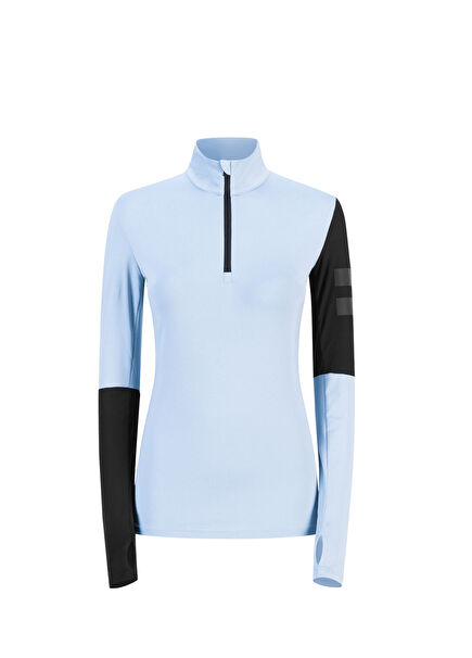 681 T-Neck With Half Zip Light Blue Women's Sports Body