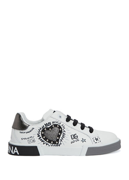 Beyaz Erkek Çocuk Deri Sneaker