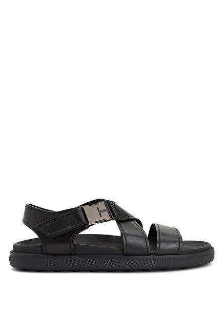Black Men's Leather Sandals