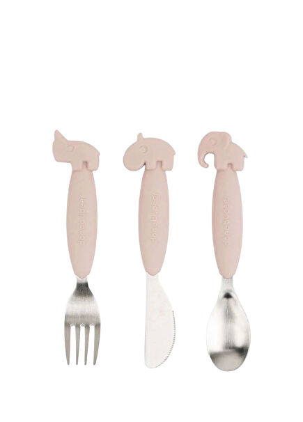 Deer Friends Pembe Çocuk Çelik Çatal, Kaşık ve Bıçak Seti 