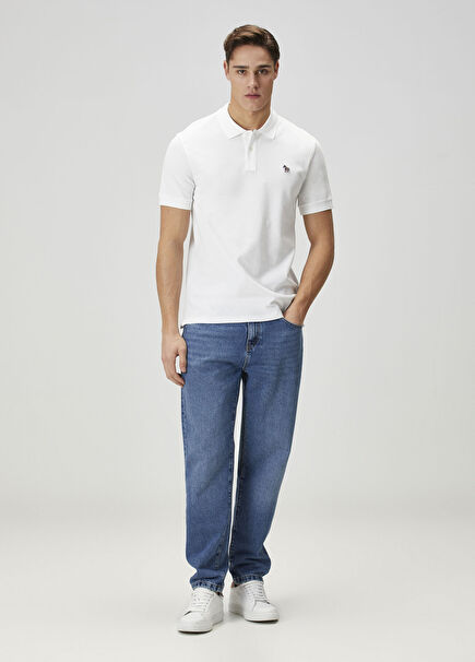 Beyaz Polo Yaka Organik Pamuk T-shirt
