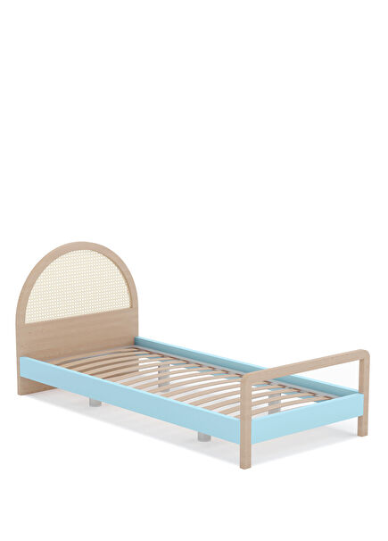 Culi Bed Doğal Ahşap Rengi ve Mavi Çocuk Yatak