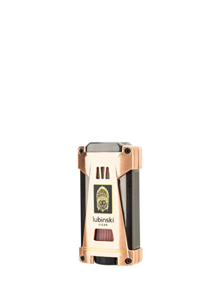 Gold New Series Three Torch Stand Double Piercing Cigar Lighter