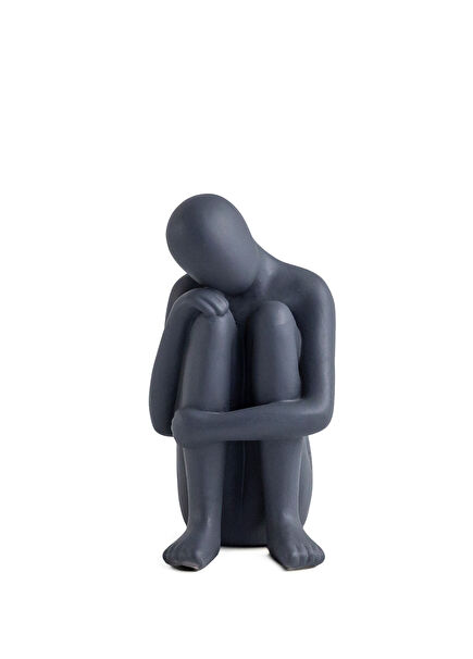 Siyah Soyut Oturan Adam Dekoratif Biblo