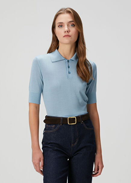 Mavi Yün Polo Triko