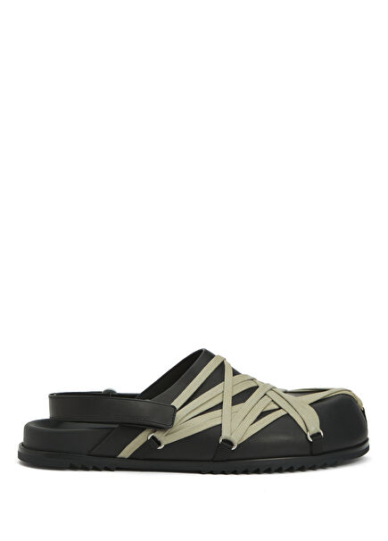 Megalaced Black Men's Leather Slippers