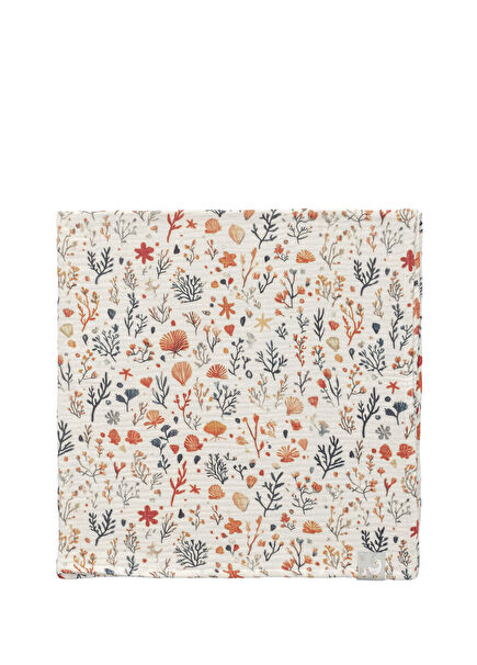 Seabloom Desenli Krem Rengi 4 Kat Müslin Bebek Örtüsü 100 x 110 cm