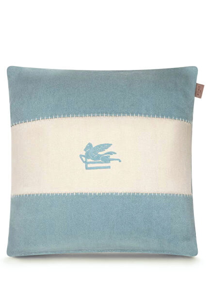 Pegaso Blue White Linen Decorative Pillow