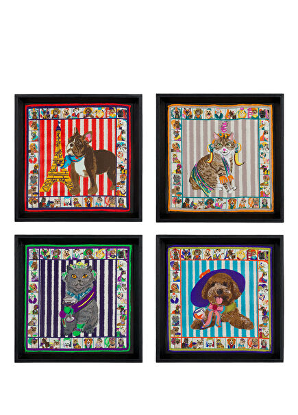 Kids's Friends Siyah Ahşap Çocuk Odası 4'lü Tablo Seti