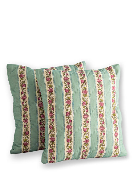 Natures Lulubaby Pomegranate Patterned Aqua Green 2-Piece Decorative Pillowcase