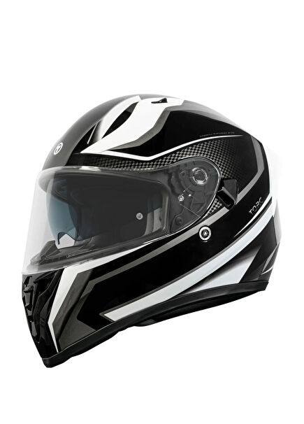 T-15 Route Siyah Beyaz Unisex Kapalı Motosiklet Kaskı