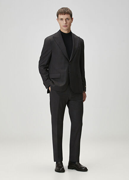 Drop 7 Kahverengi Ekose Desenli Yün Takım Elbise