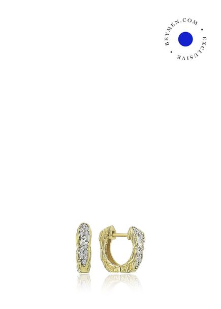 Pyra Petite Hoop Diamond Stone 14K Gold Women's Earrings