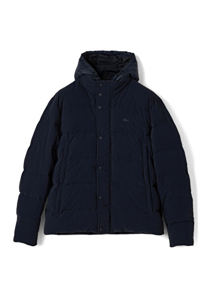 Lacivert Kapüşonlu Erkek Mont