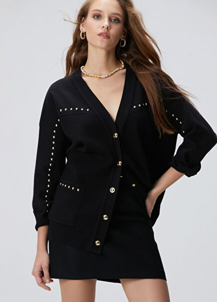 Cardigan With Black Trok Detail