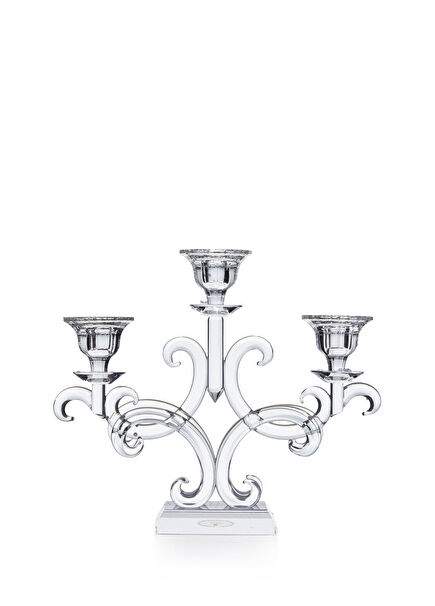 Transparent 3 Arm Crystal Candlestick
