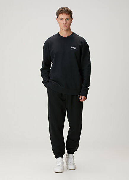 Siyah Beli Kordonlu Jogger Eşofman Altı