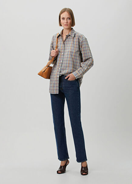Lacivert Straight Leg Jean Pantolon