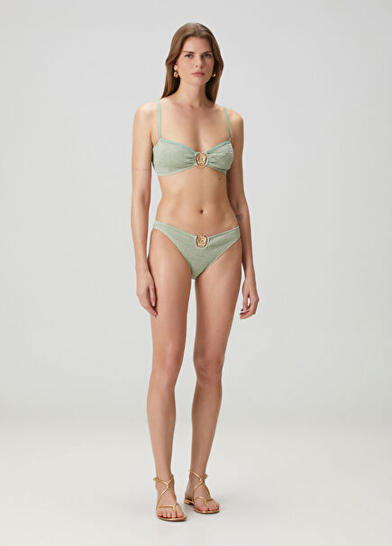 Wahine Yeşil Gold Aksesuarlı Bikini Altı