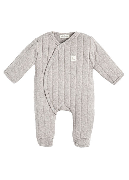 Dream Cloud Beige Melange Quilted Long Sleeve Unisex Baby Jumpsuit