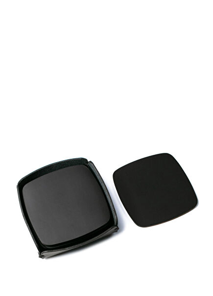 Charcoal Leather 5-Piece Coaster Set