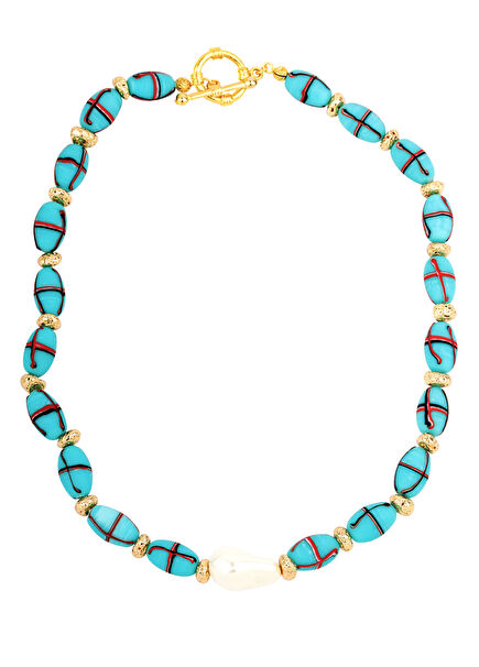 Indian Summer Turkuaz Kadın Altın Kaplama Kolye