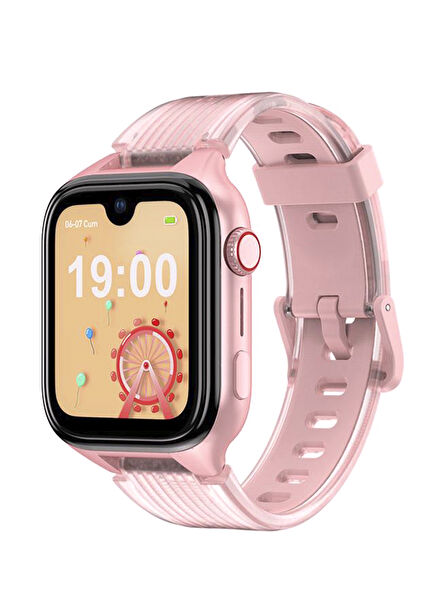 Kidi Pro Amoled Ekranlı GPS Pembe 4G Sim Kartlı Akıllı Çocuk Saati 2KSW03