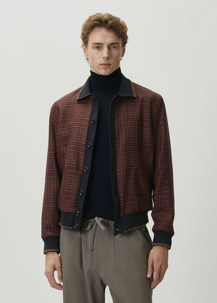 Red Plaid Wool Coat