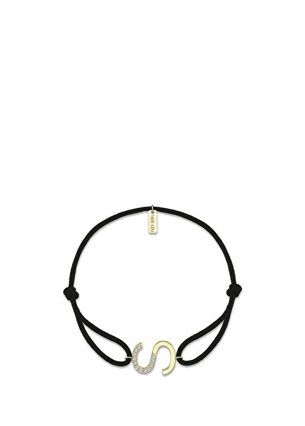 Diamond Initial Cord Bracelet 14K Gold Women's Diamond Bracelet