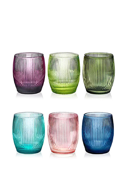 Gluglu Renkli Cam 6'lı Bardak Seti