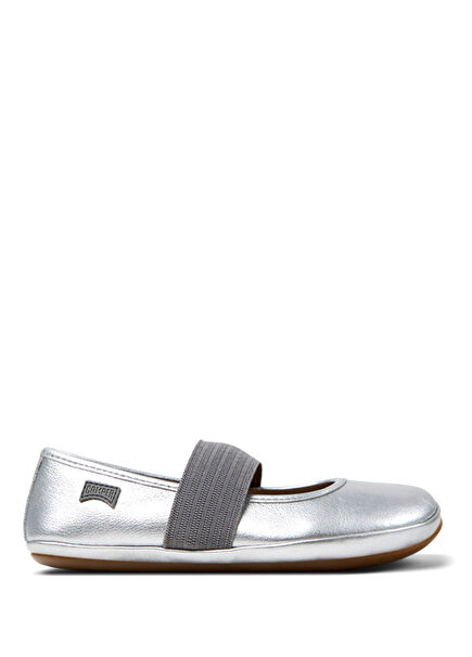 Right Gri Deri Kız Çocuk Balerin Babet 80025-159