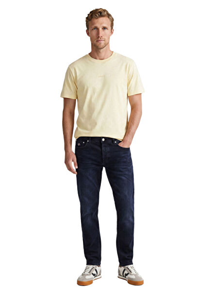 Siyah Regular Fit Logolu Erkek Jean Pantolon