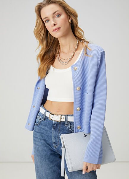 Blue Knit Jacket