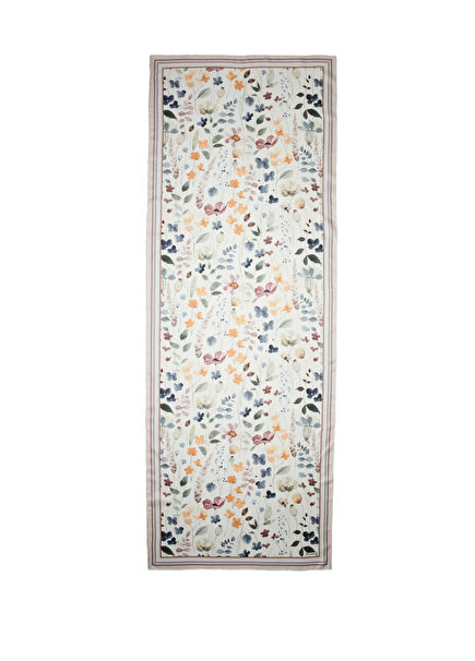 White Patterned Women's Silk Shawl