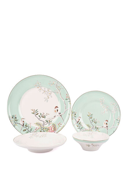 Bird Garden New Bone Porcelain 24 Piece Dinnerware