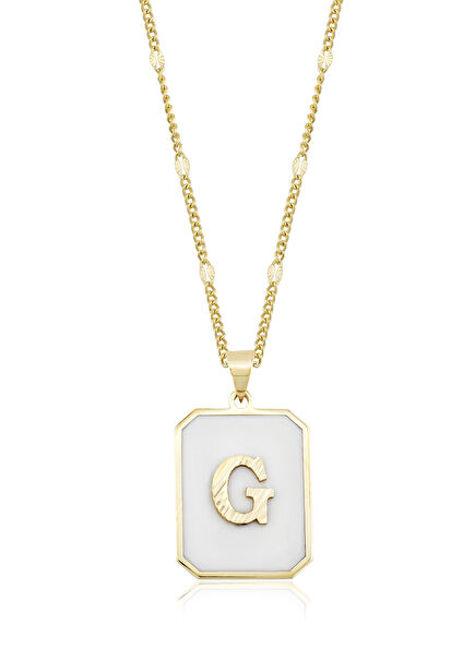 White Initial Women's Gold Necklace