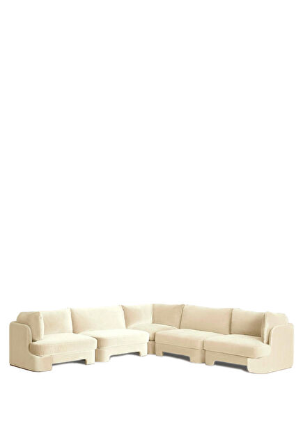 Gaia Krem Kadife L Kanepe