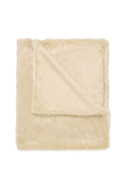 Throw Krem Rengi Suni Kürk Koltuk Örtüsü