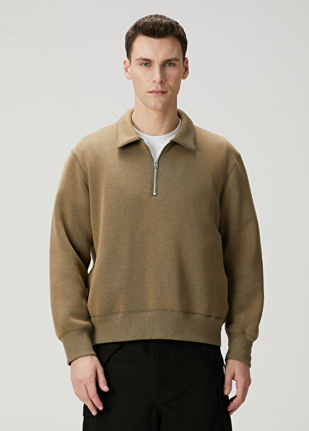 Beige Polo Sweatshirt