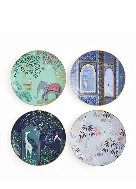 Sara Miller London India Desenli 4lü Tabak Seti