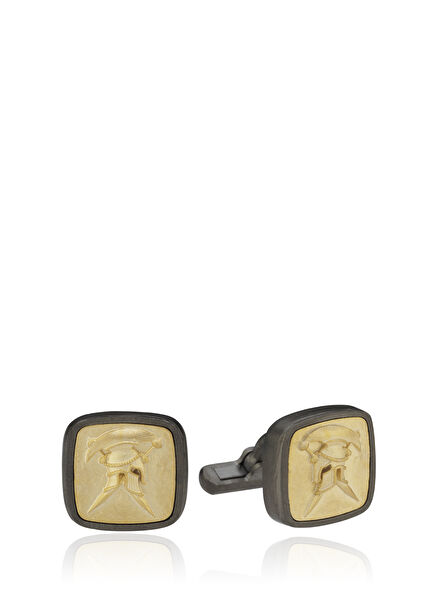 Helmet Square 925 Sterling Silver Men's Cufflink